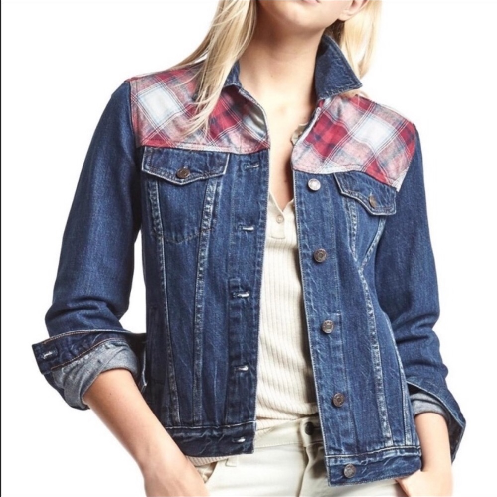 Gap + Pendleton Jean Jacket with Plaid Flannel Detail Size XS